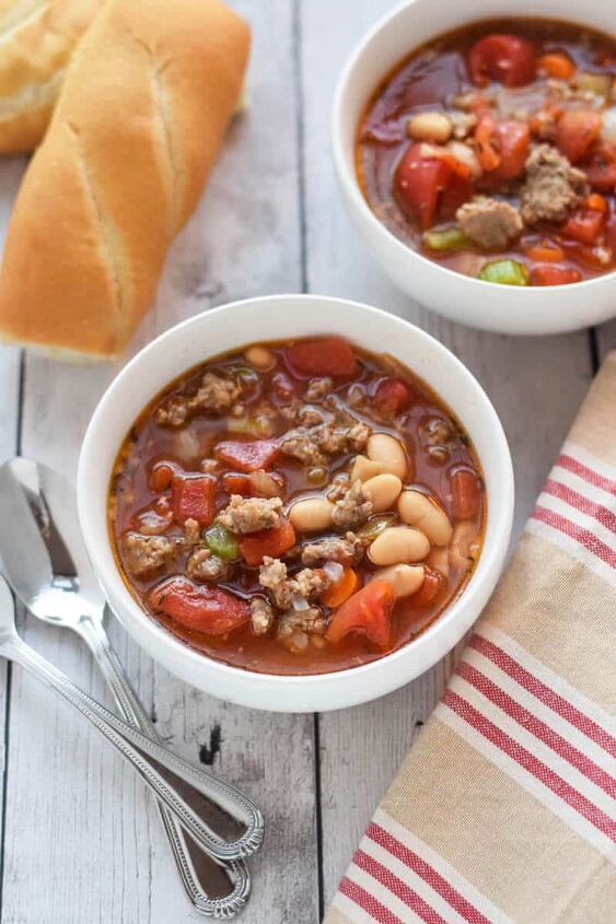 sausage and bean soup, Sausage and Bean Soup quick healthy weeknight dinner that comes together in less than 30 minutes It s full of protein spices and vegetables gluten free
