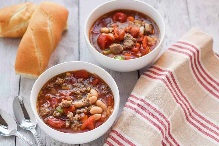 sausage and bean soup, Sausage and Bean Soup quick healthy weeknight dinner that comes together in less than 30 minutes It s full of protein spices and vegetables gluten free