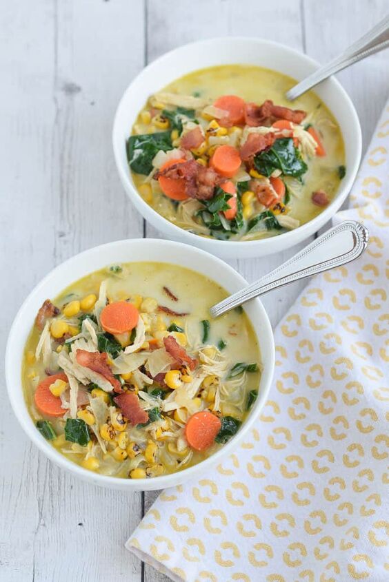 creamy chicken and corn soup with bacon, Creamy Chicken and Corn Soup with Bacon