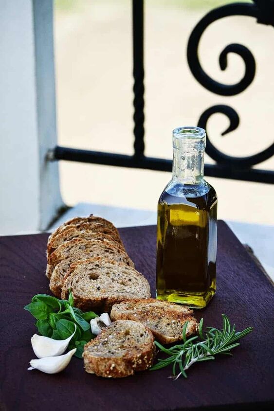 olive oil drizzled over bread