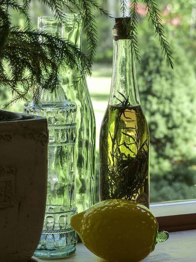 Bottle of rosemary infused olive oil