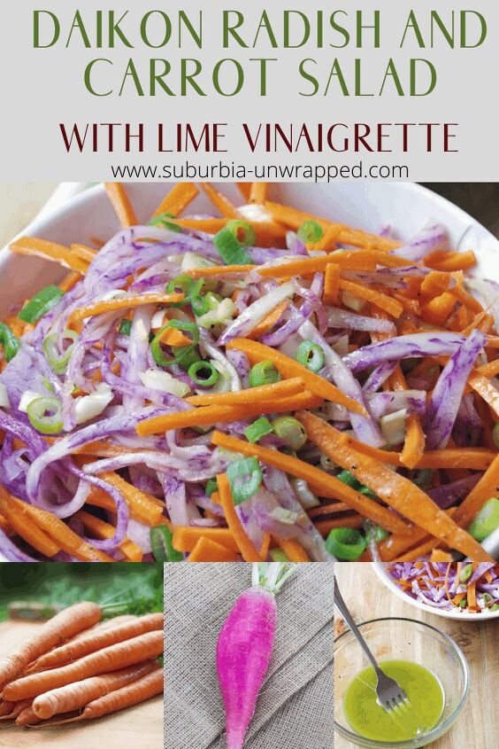 carrot and purple daikon radish salad recipe, Daikon radish and Carrot Salad with lime vinaigrette