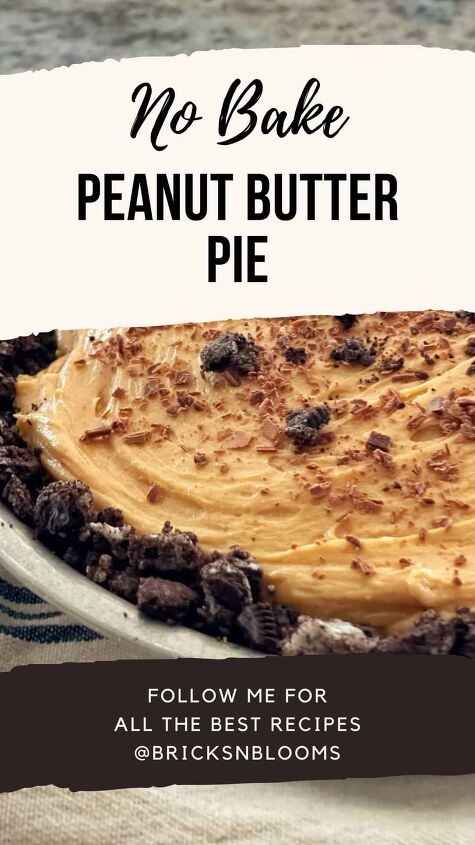the best peanut butter pie no bake recipe, close up of peanut butter pie no bake recipe