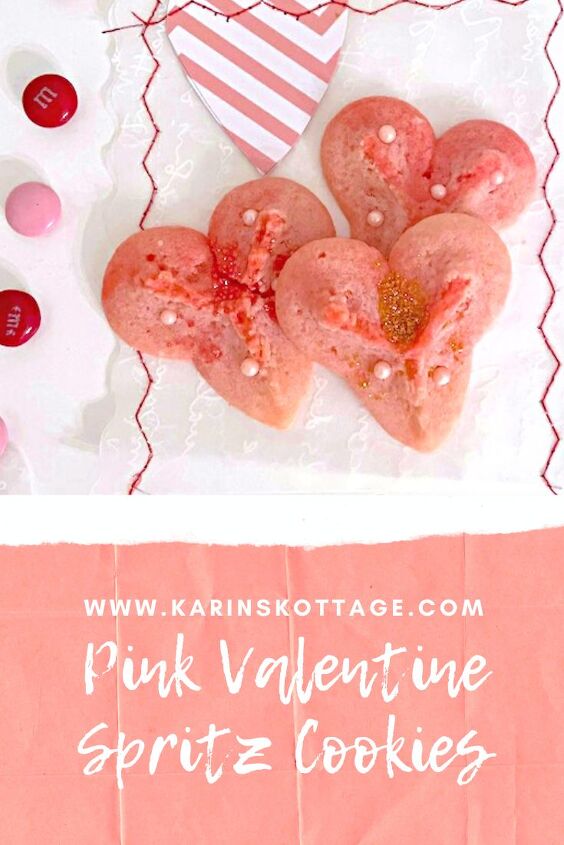 pink valentine spritz cookie recipe, pink valentine spritz cookies Karins Kottage