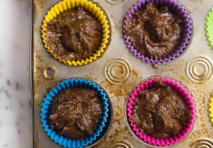 easy small batch gingerbread cupcakes, cupcakes in the cupcake tray before baking