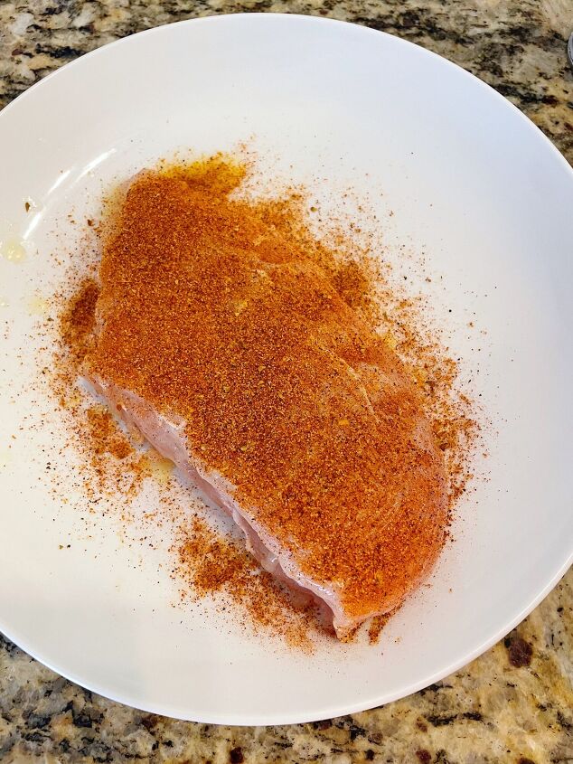 air fryer blackened chicken, Coat generously with blackened seasoning and repeat on other side