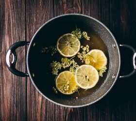 how to make elderflower cordial, Step 1 Combine ingredients in a large saucepan