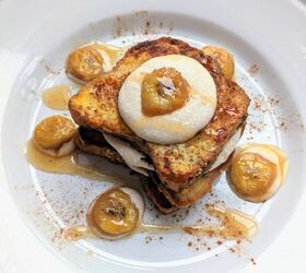French Toast With Sweet Whipped Cottage Cheese & Caramelized Banana