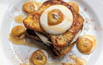 French Toast With Sweet Whipped Cottage Cheese & Caramelized Banana