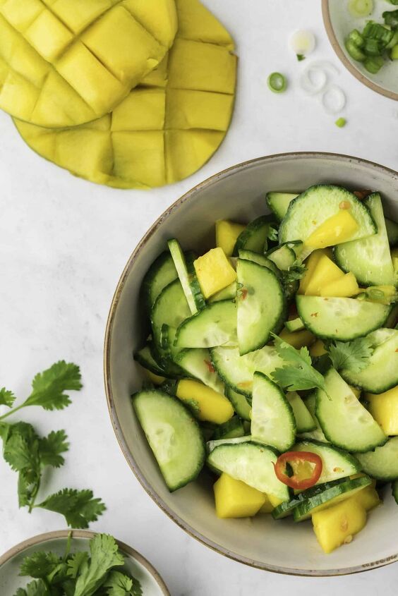 fresh mango cucumber salad recipe, A bowl of cucumber mango salad