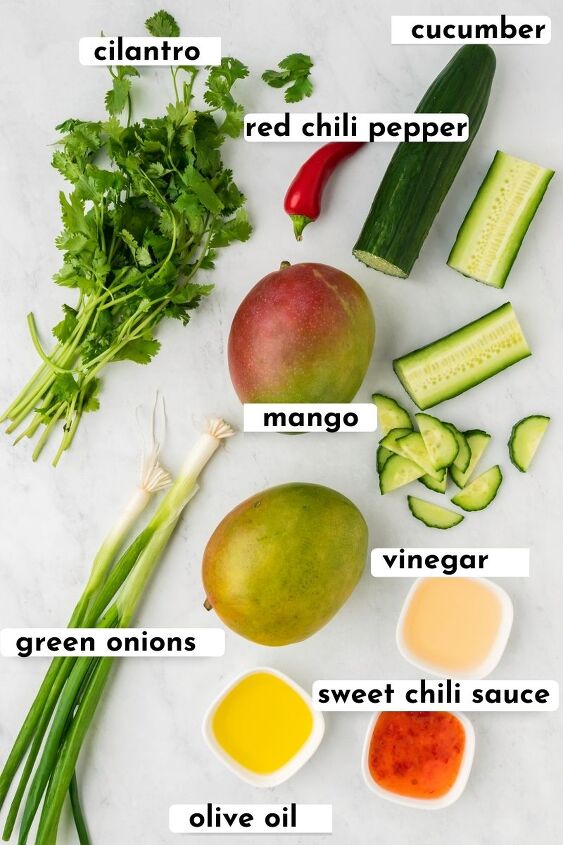 fresh mango cucumber salad recipe, The ingredients to make a cucumber mango salad