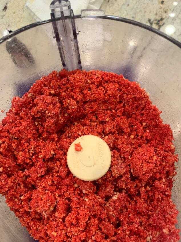 Mixed in red coloring with the cookie crumbs