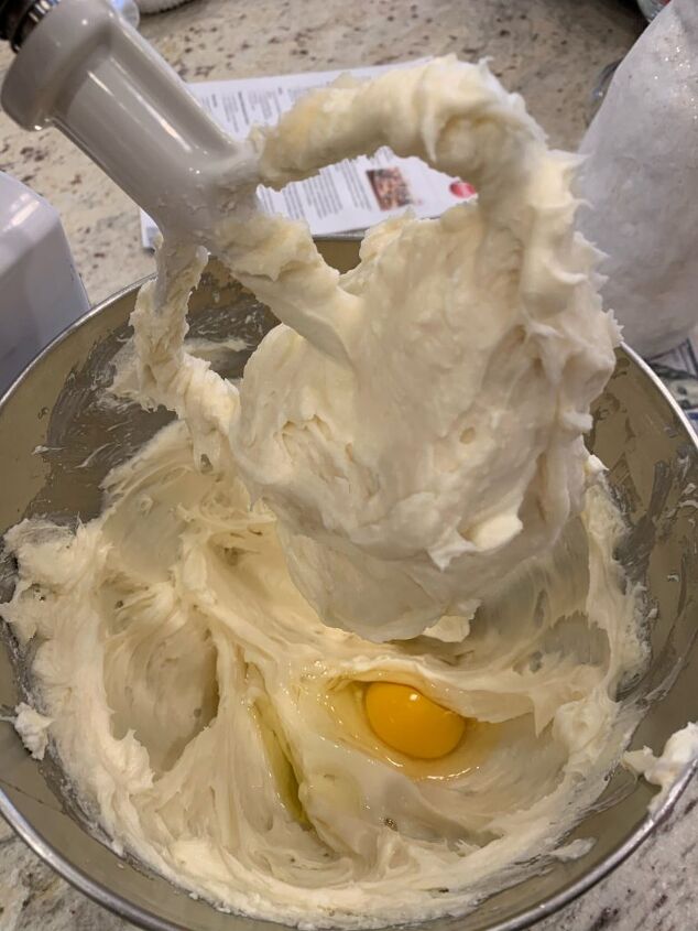 Whipping the ingredients with the paddle attachment on the food processor