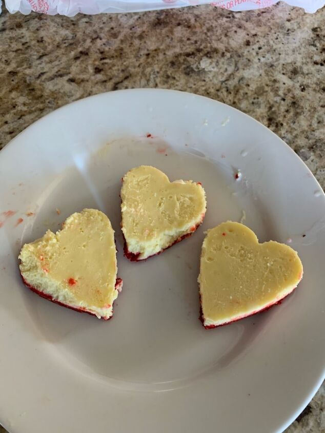 Success Heart shaped cheesecakes on a platter