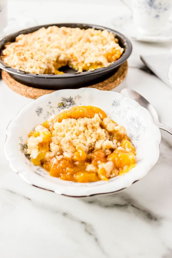 easy air fryer peach cobbler recipe, air fryer peach cobbler