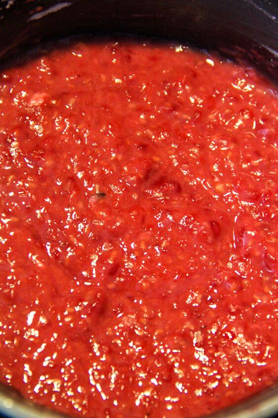 easy raspberry hand pie recipe, raspberry filling combined in a pot