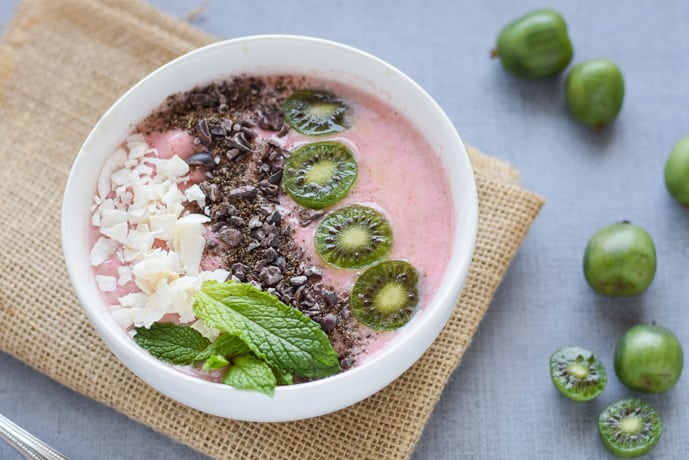 strawberry banana smoothie bowl, Strawberry Banana Smoothie Bowl with coconut on top