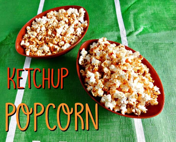 ketchup popcorn recipe for the big game, ketchup popcorn