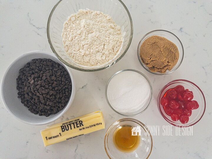 Ingredients for Cherry Chocolate Chip Cookie Dough Frosting