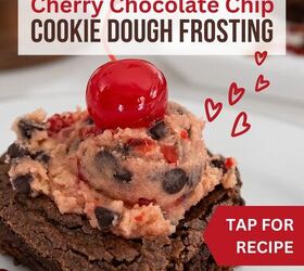 Pinterest image Cherry Chocolate Chip Cookie Dough Frosting