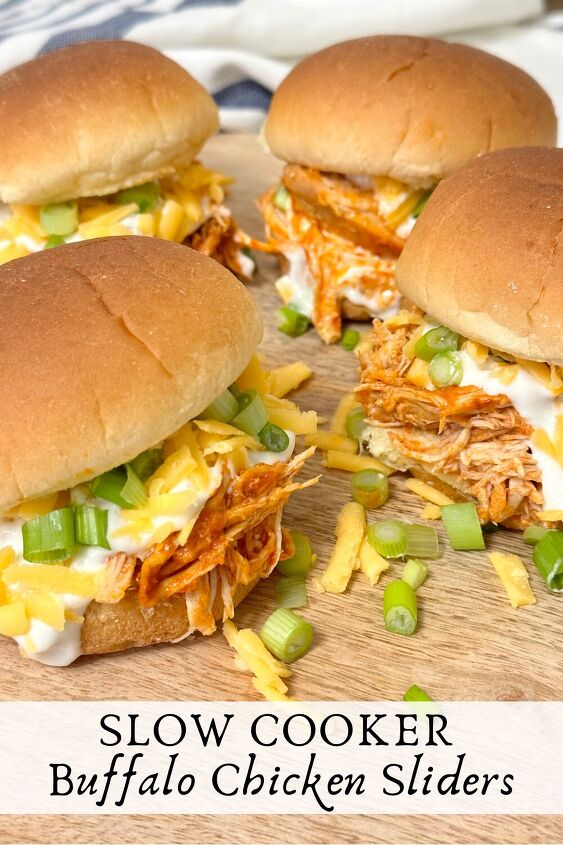 slow cooker buffalo chicken sliders, Pinterest Pin for Slow Cooker Buffalo Chicken Sliders