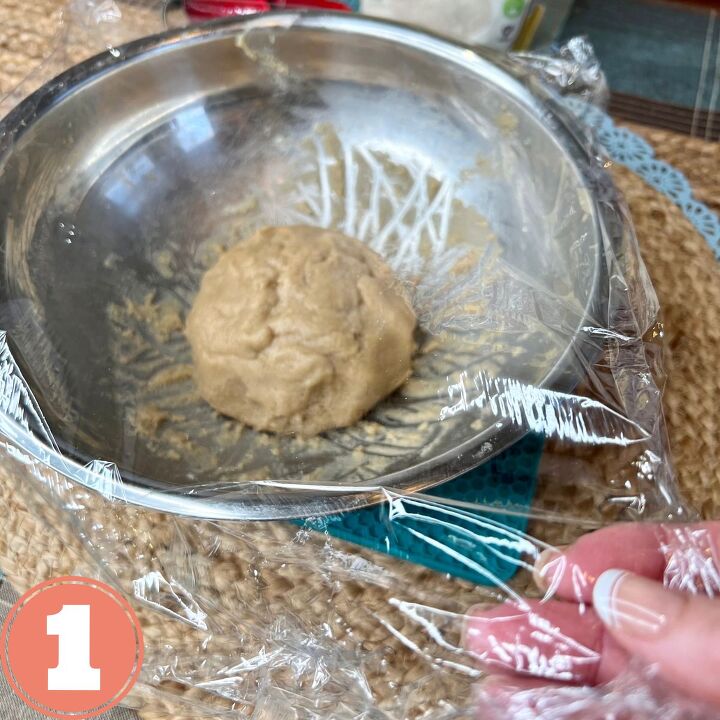 2 ingredient heart shaped cookie recipe, Make a dough ball and cover in Saran Wrap then refrigerate for 1 hour
