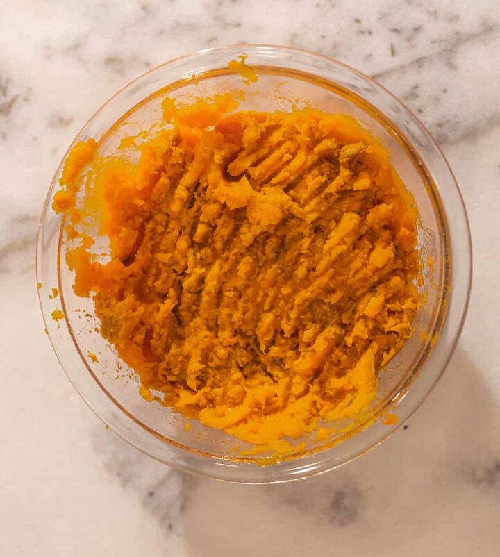 the perfect mashed butternut squash sweet potato, The butternut squash and sweet potato mashed together