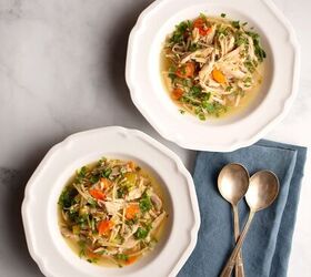 chicken noodle soup, Two servings of Chicken Noodle Soup in soup plates