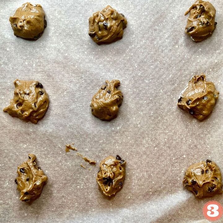 ww chocolate chip cookies with coconut sugar, Place teaspoon size dollops of batter evenly spaced on your pan