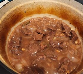 stew in a dutch oven with red wine