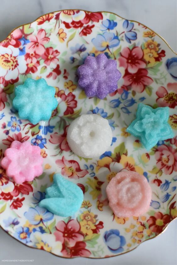 flower shaped sugar cubes for a tea party