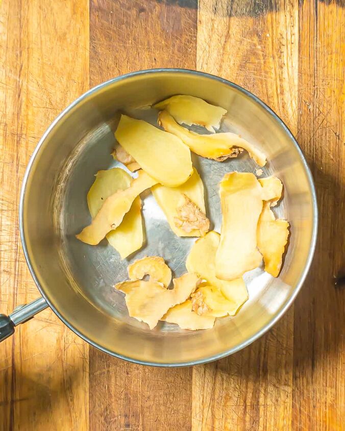 ginger water, sliced ginger in a small sauce pan
