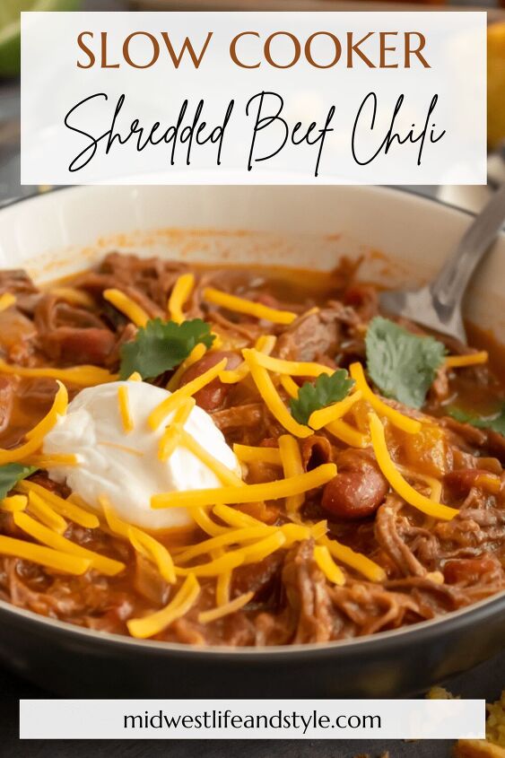 easy slow cooker shredded beef chili, Easy Slow Cooker Shredded Beef Chili Midwest Life and Style Blog