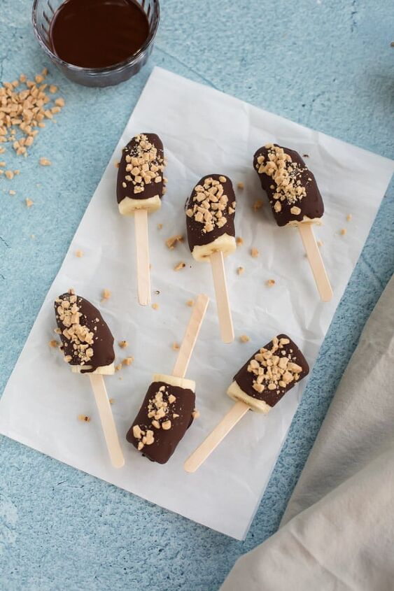 chocolate banana popsicles, chocolate banana popsicles with nuts