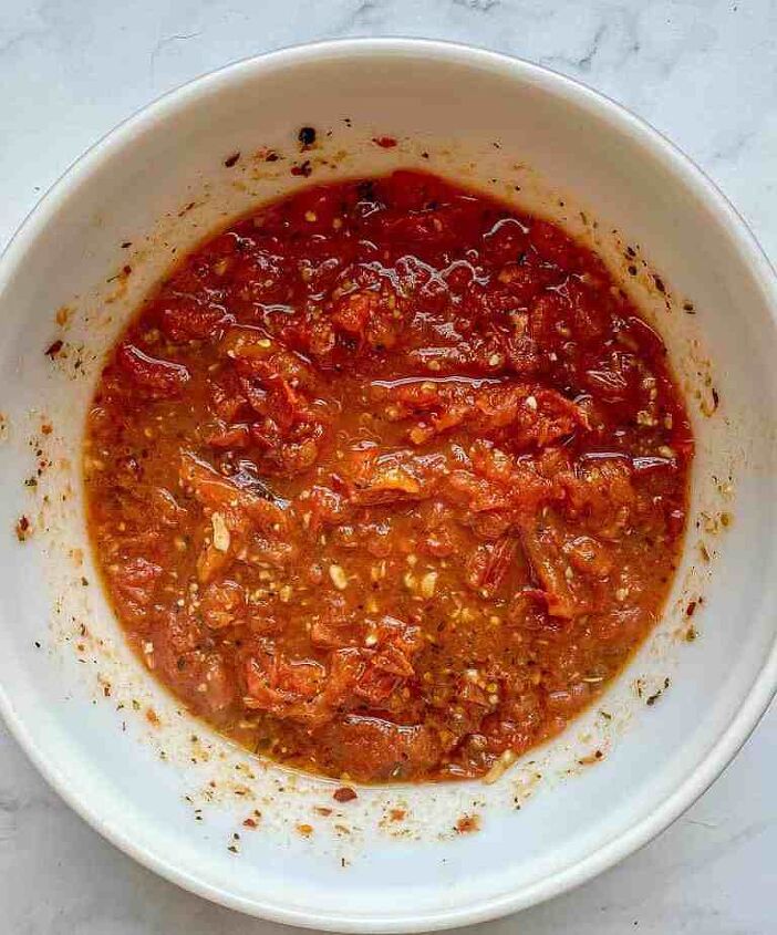 spaghetti arrabiata happy honey kitchen, Crushed tomatoes in a large bowl