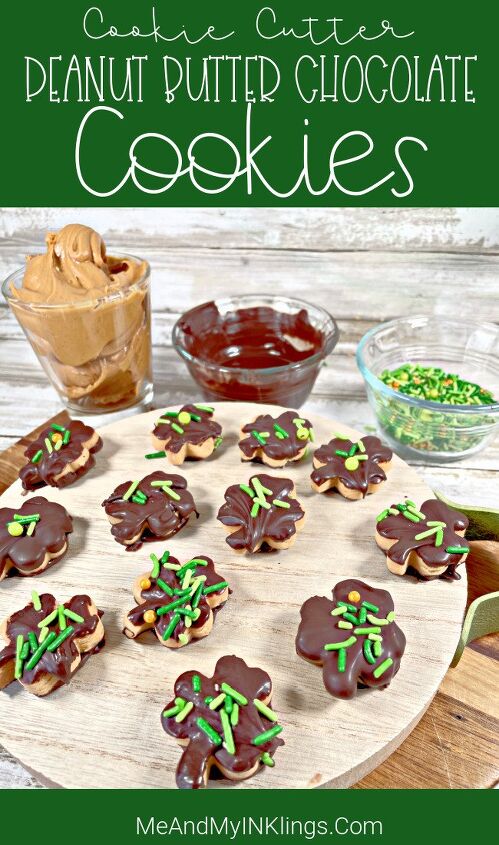 st patrick s day peanut butter chocolate cookies, St Patrick s Day Cookies Peanut Butter Chocolate Shamrock Shaped with Cutters and Added Sprinkles stpatricksday cookies peanutbutter chocolate buckeye baking