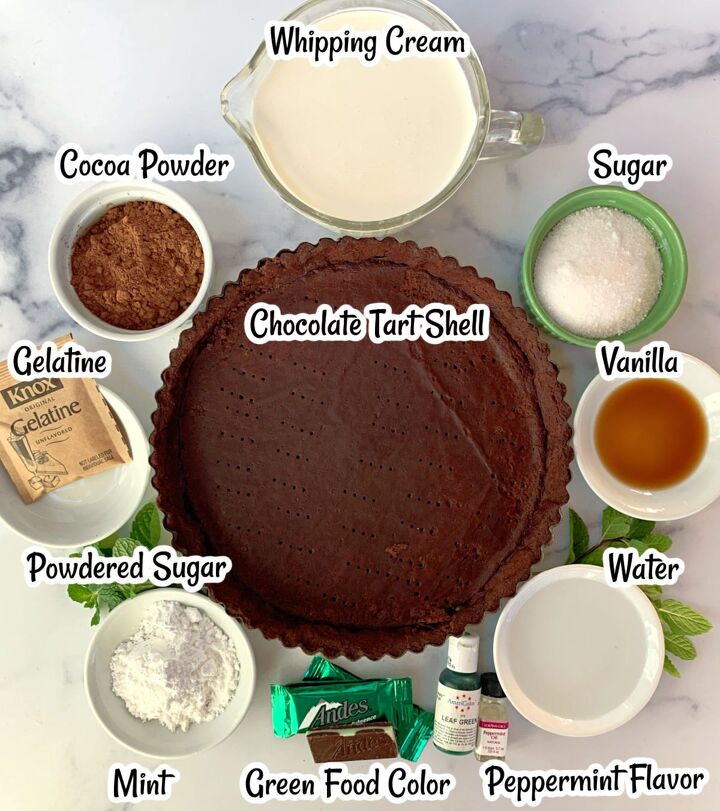 chocolate mousse tart, Chocolate mint tart ingredients