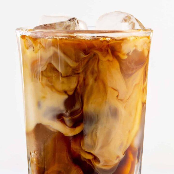 iced coffee liquid concentrate, A glass filled with iced coffee and ice