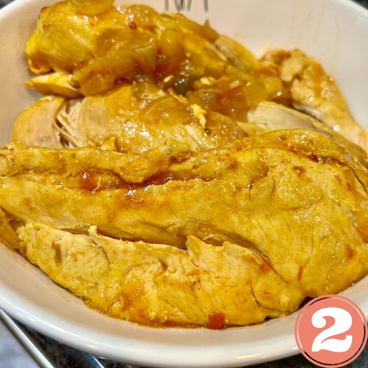 creamy crockpot chicken and salsa, Remove your chicken from the crockpot and set aside in a bowl