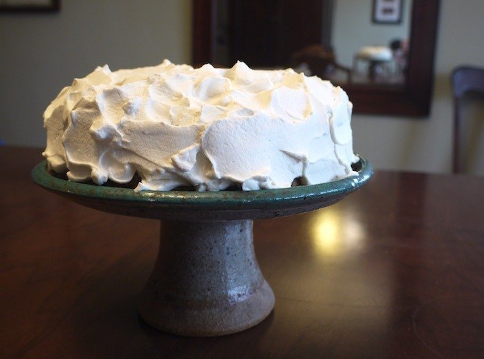 homemade maple whipped cream, poppy seed cake with maple sweetened whipped cream
