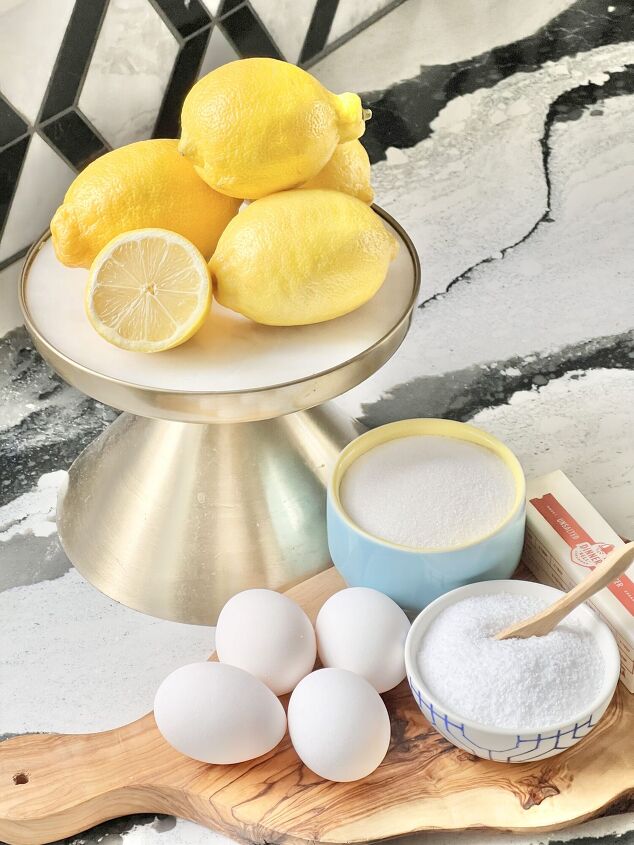 how to make lemon curd, Ingredients for lemon curd including lemons eggs sugar butter and salt
