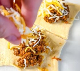 easy air fryer beef empanadas recipe, Add Taco Meat and Cheese to Crescent Roll Dough to Make Easy Beef Empanadas