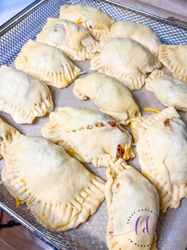 easy air fryer beef empanadas recipe, Place on a Parchment Lined Rack to go in the Air Fryer to Make Easy Beef Empanadas