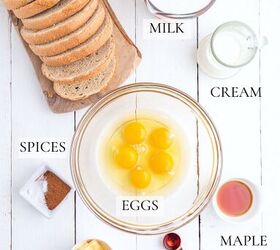 easy sourdough french toast, Ingredients on table to make frech toast with sourdough bread