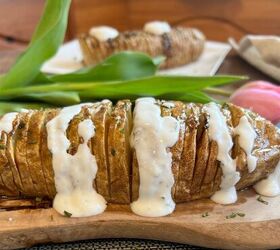 ww air fryer hasselback potatoes, Air Fryer Hassaelback Potato drizzled with Ranch dressing so yummy