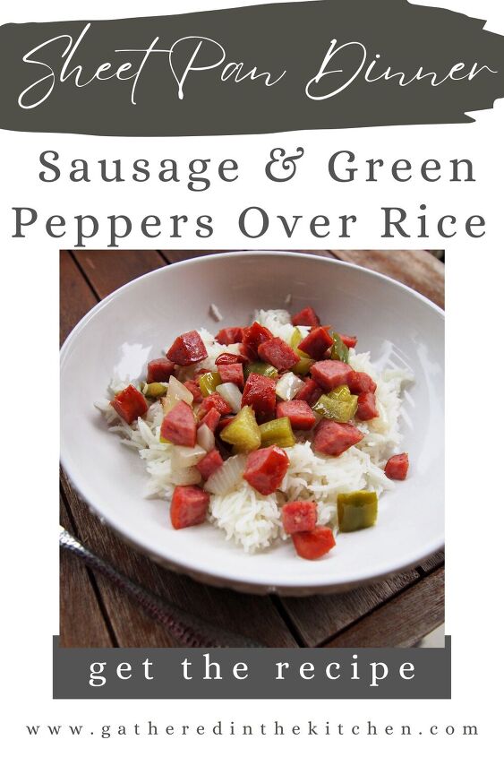 sausage green peppers sheet pan dinner over rice recipe, Sausage Green Peppers Sheet Pan Dinner Over Rice Gathered In The Kitchen