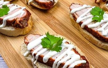 Spicy Pork Tenderloin Crostini With Lime Crema