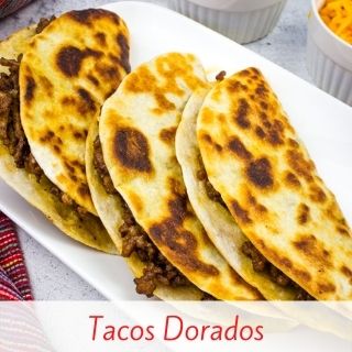 spicy pork tenderloin crostini with lime crema, Tacos Dorados