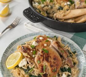 One-skillet Chicken and Spinach Orzotto - Eat Mediterranean Food
