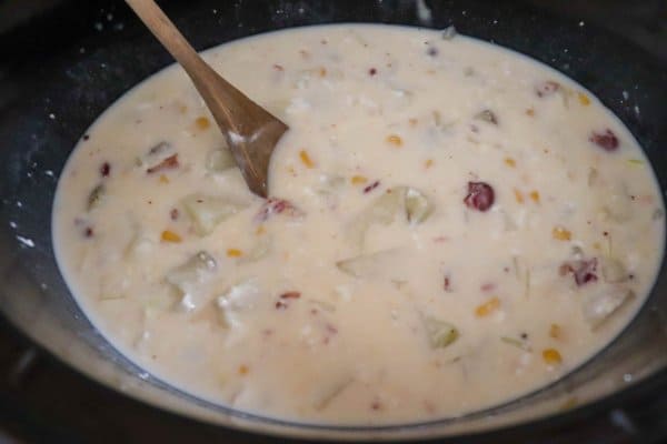 slow cooker loaded potato soup, Slow Cooker Potato Soup Process
